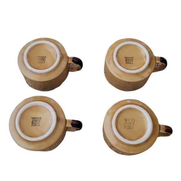 Vintage - 70's COTC Korea Butterfly Stoneware Cups with D Handles Set of 4 - Picture 4 of 5
